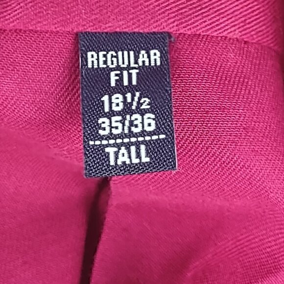 Izod Men's Magenta Cotton Blend Twill Dress Shirt Size 18.5 Tall (35/36) - Picture 12 of 13